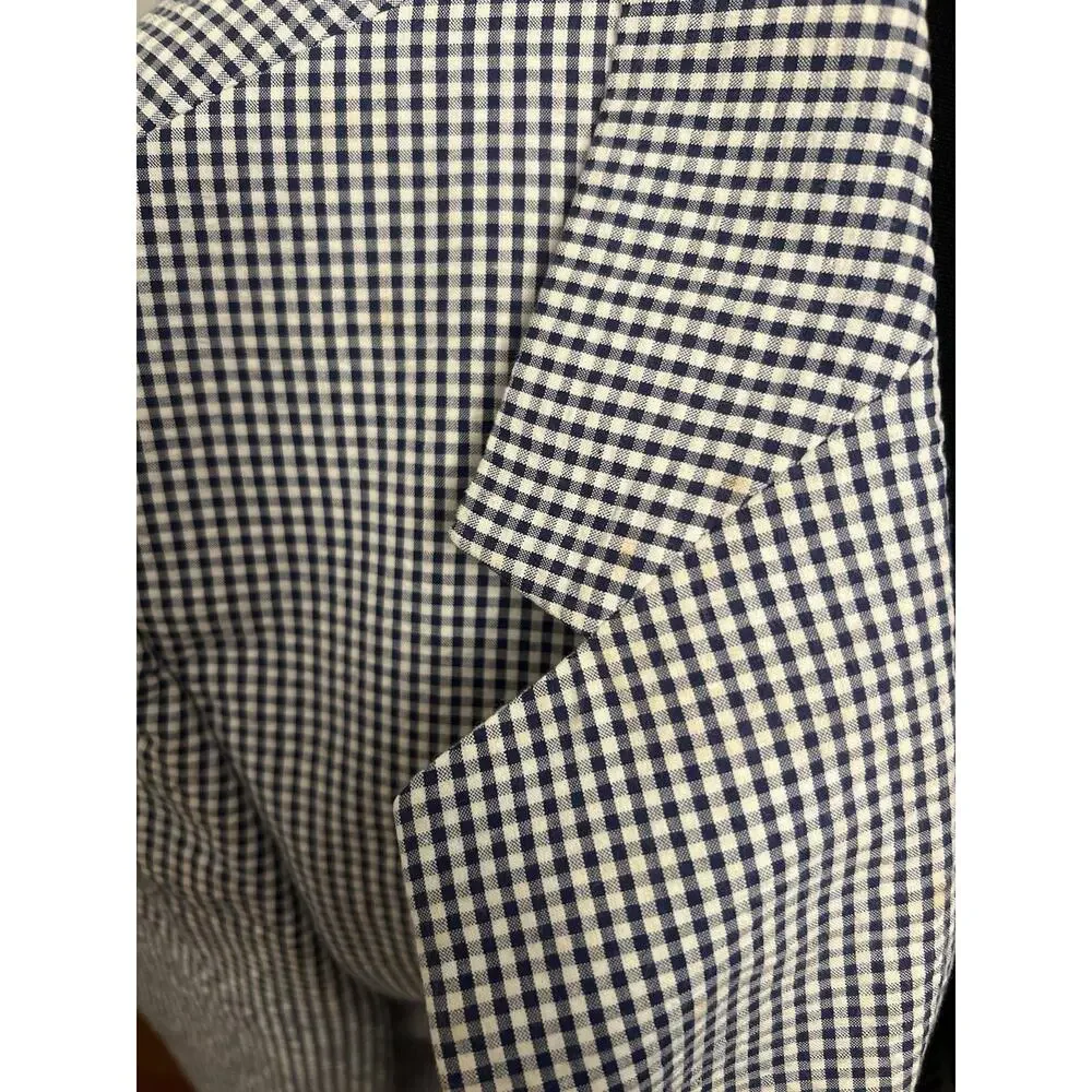 Brooks Brothers 43x Long Black Gingham Check Blazer Sport Coat Suit Jacket